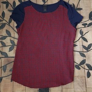 Loft Size small Red Navy checked top EUC career